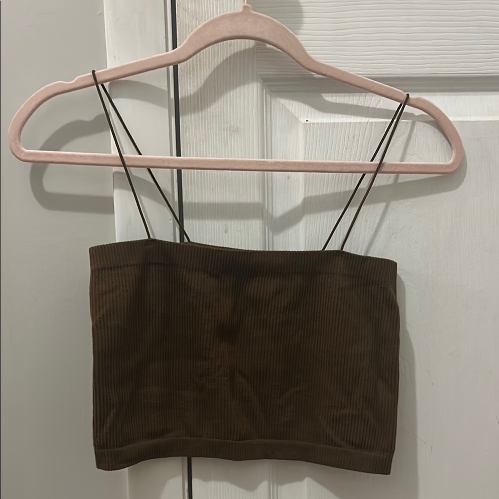 Ardene Basic Brown Ribbed Top